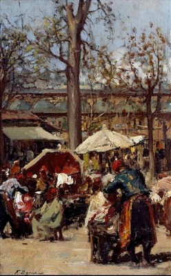 Bradobrei.149a.Barbers' outdoor salon.Fausto Zonaro.jpg