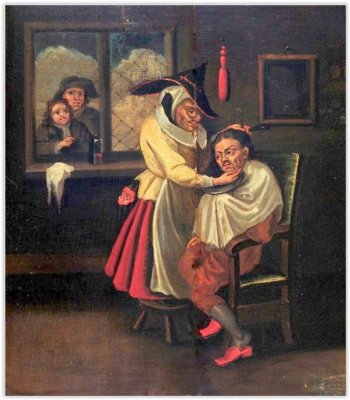 Bradobrei.157.Jan Havickszoon Steen.The female barber1650.PNG