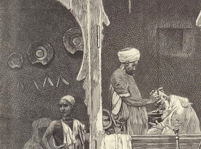 Bradobrei.244a.Barber's Shop at Cairo.Charles Auguste Loye.jpg